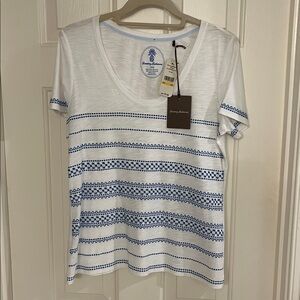 Tommy Bahama White Tee with Blue Pineapple Logo